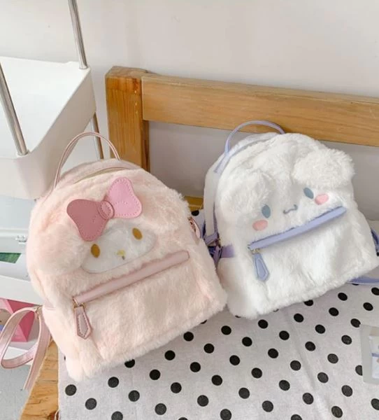 Kawaii Sanrio Plush Bag Cinnamoroll Backpack Plushie My Melody Bag Anime Stuffed